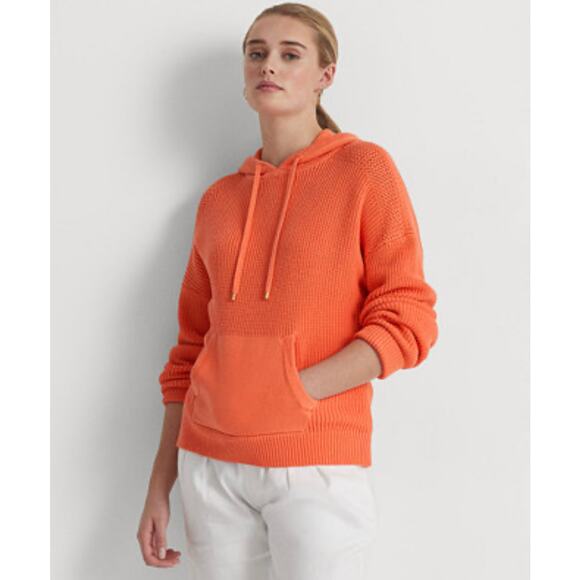 Lauren Ralph Lauren Women's Pink/Peach Combed Cotton Hoodie Sweater Size Large - Picture 1 of 7